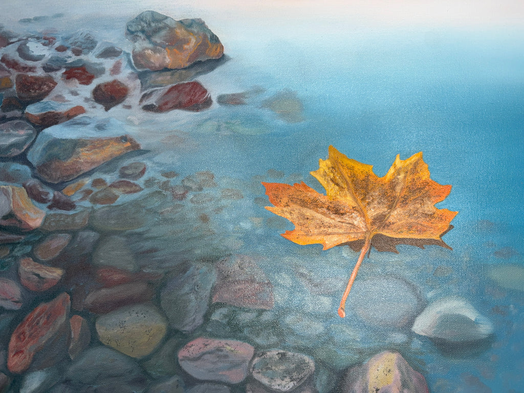 Herbstlicht am Ufer - 60 x 60 cm