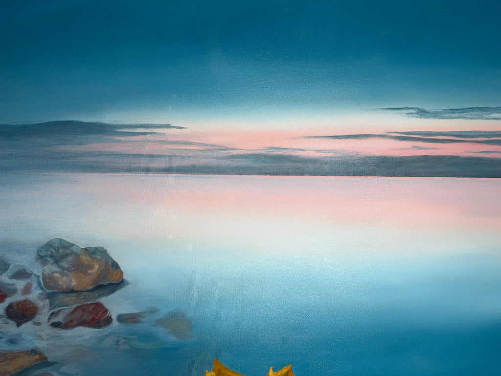 Herbstlicht am Ufer - 60 x 60 cm